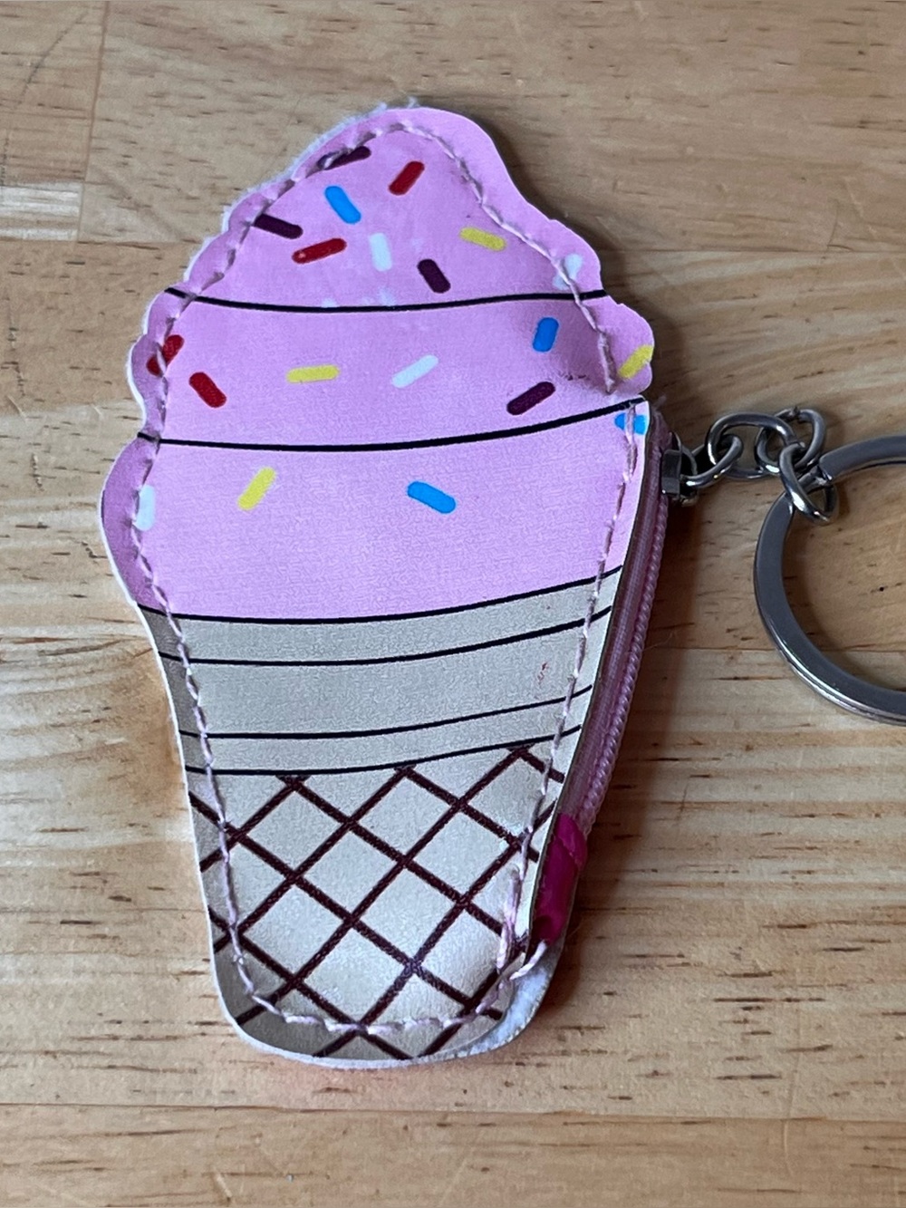Cute Pink Ice Cream Cone Keychain Pouch